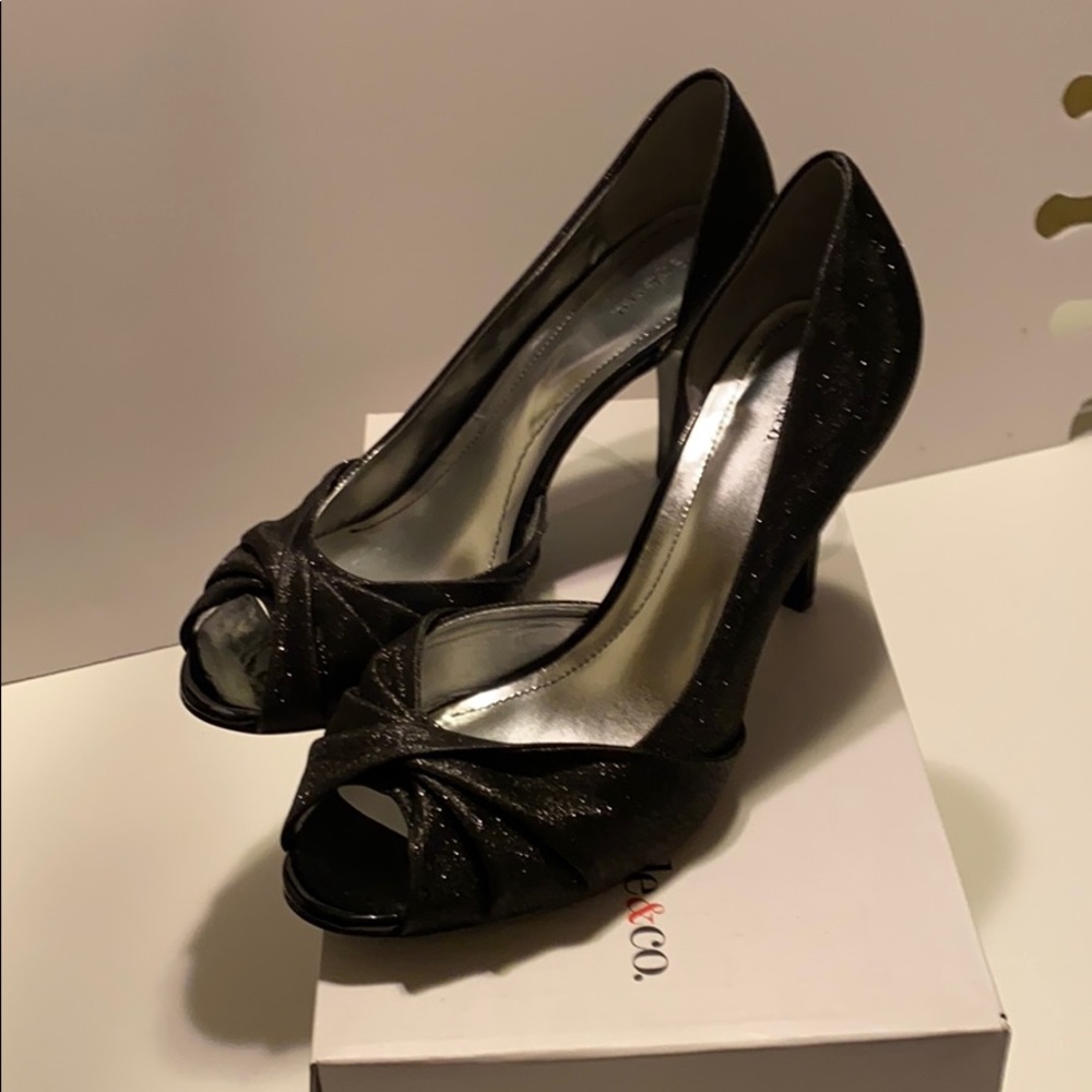 Black sparkle heels